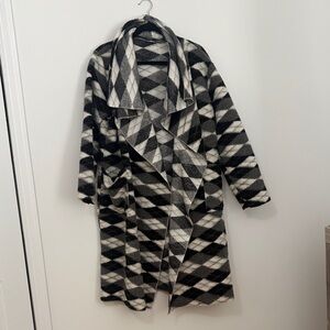 Geometric Black and Gray Women's Coat